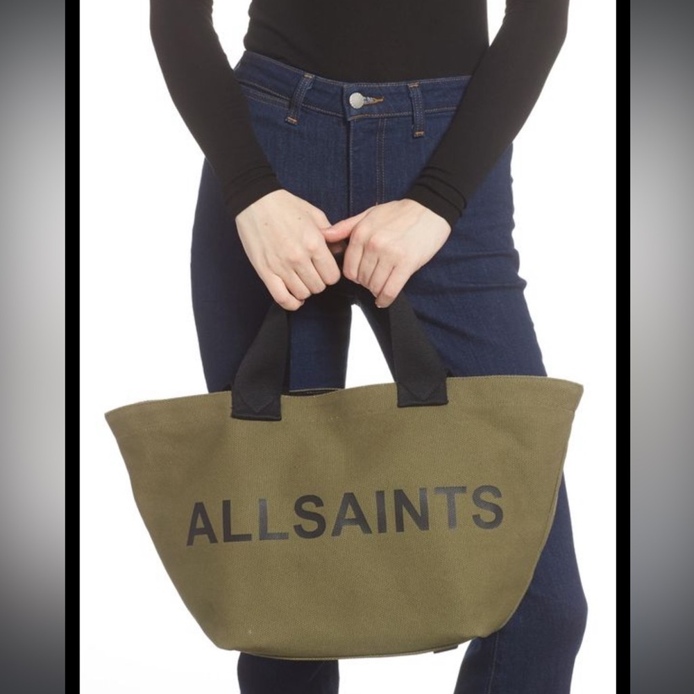 All Saints Khaki Tote with Black Straps - Picture 13 of 13